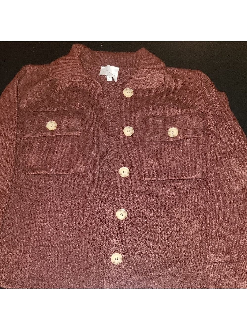 Pink Rose Women's Maroon Shirt Style Button Up Collared Cardigan Sweater Small